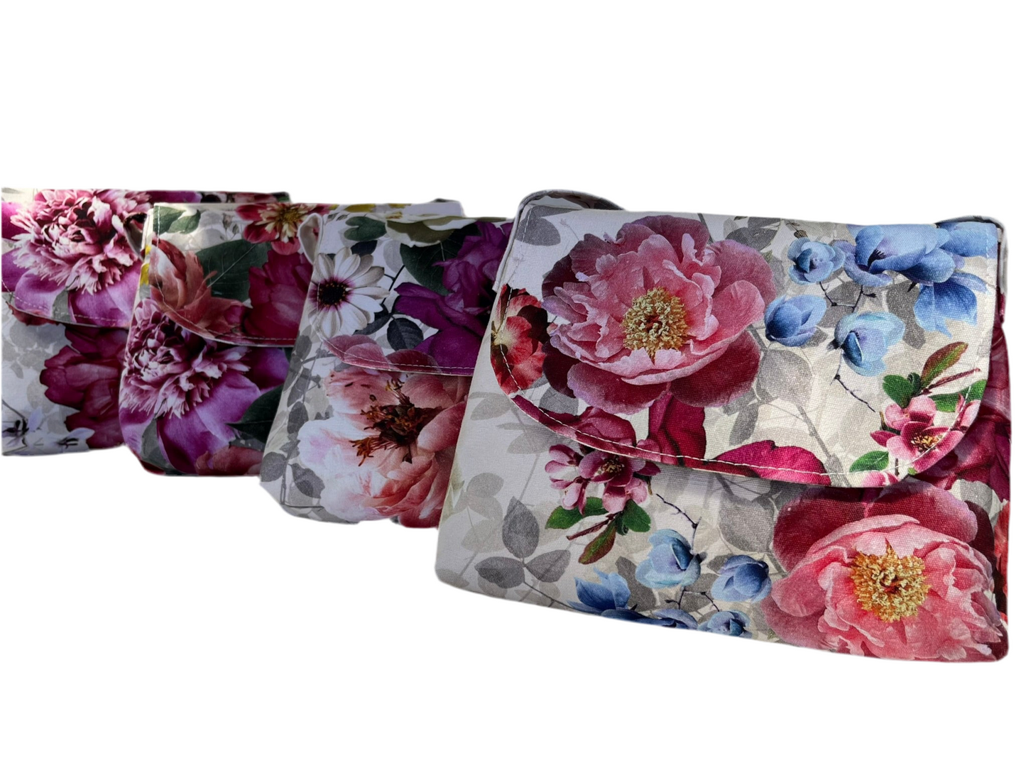 Mini floral handbag in 100% cotton canvas, handmade in New Zealand by LouLou