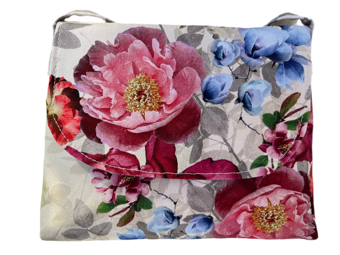 Mini floral handbag in 100% cotton canvas, handmade in New Zealand by LouLou