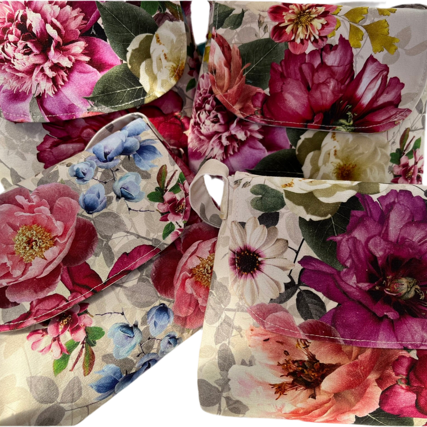 Mini floral handbag in 100% cotton canvas, handmade in New Zealand by LouLou