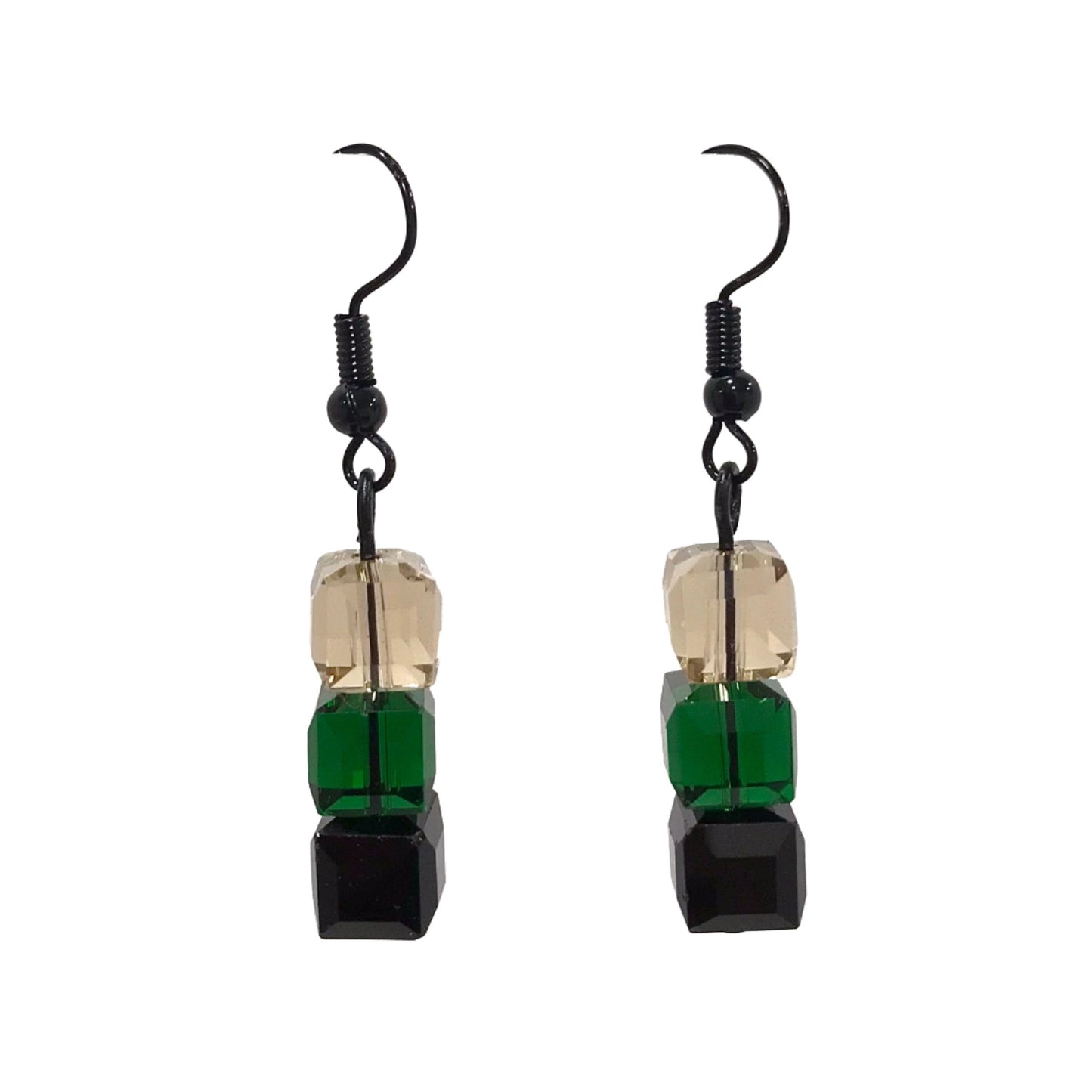 Trio Large Square Bead Drop Earring
