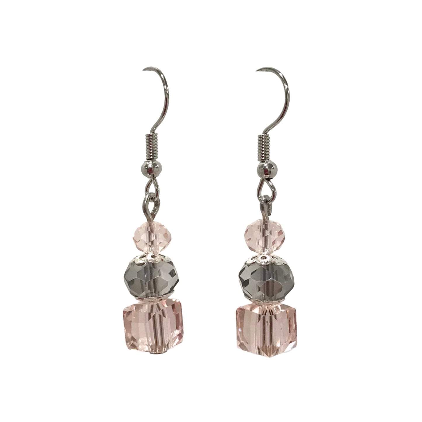 Bead Trio Silver Finding Drop Earrings