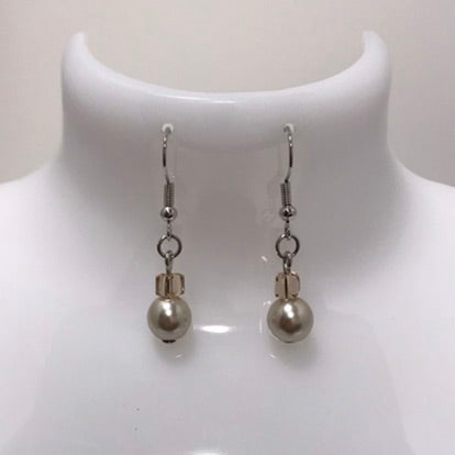 Pearl Square Bead Drop Earring