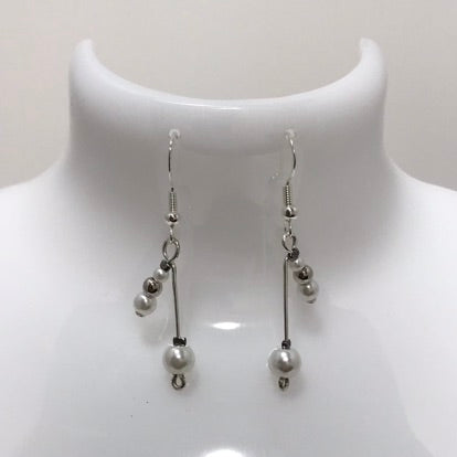 Pearl Silver Double Drop Earring
