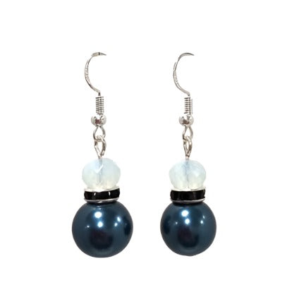 Rhinestone 2 Bead Drop Earrings
