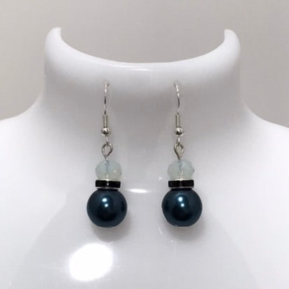 Rhinestone 2 Bead Drop Earrings