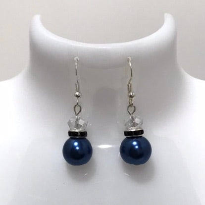 Rhinestone 2 Bead Drop Earrings