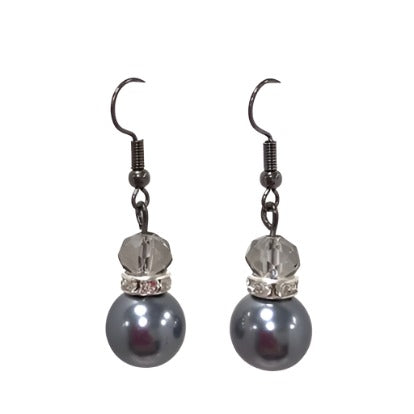 Rhinestone 2 Bead Drop Earrings