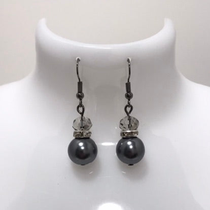 Rhinestone 2 Bead Drop Earrings