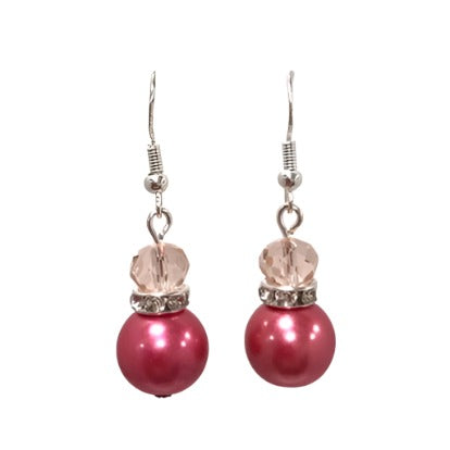 Rhinestone 2 Bead Drop Earrings
