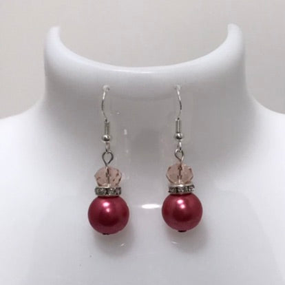 Rhinestone 2 Bead Drop Earrings