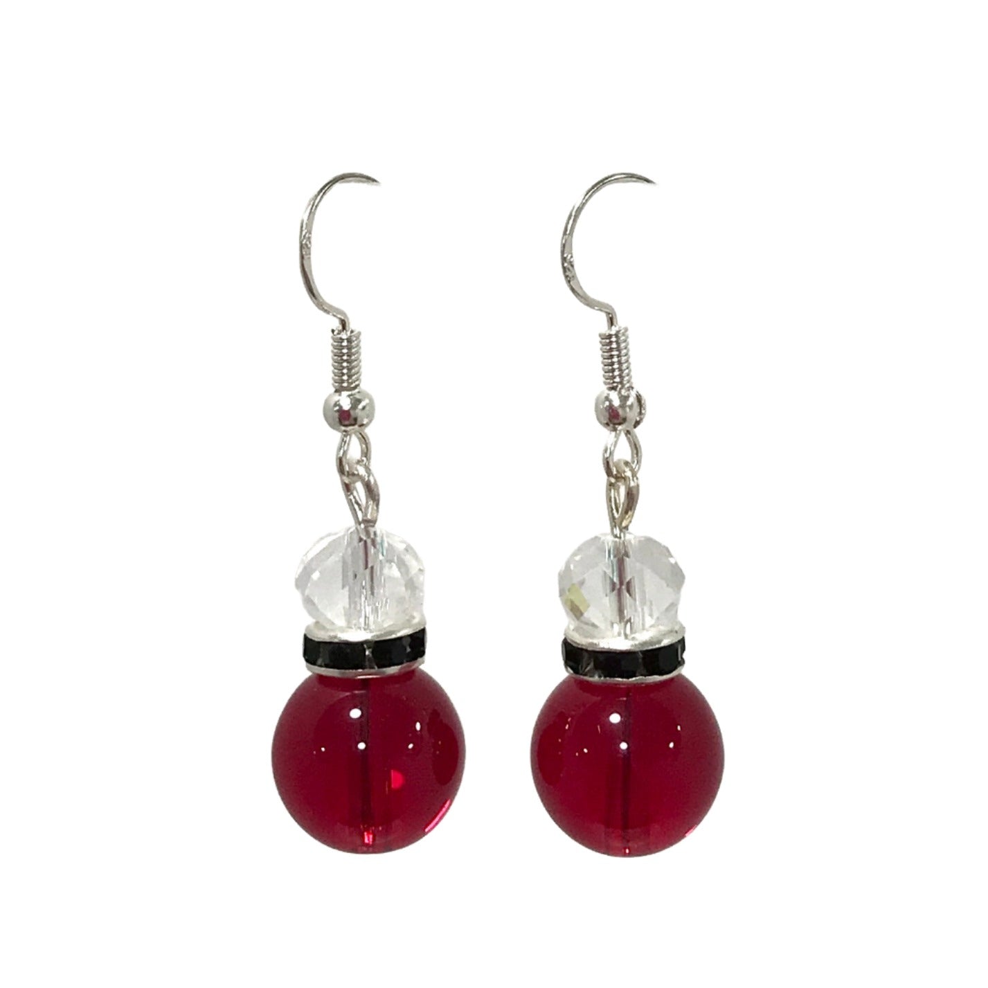 Rhinestone 2 Bead Drop Earrings