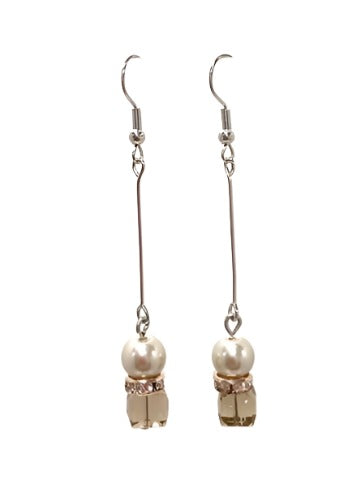 Long Bead Duo Rhinestone Drop Earring