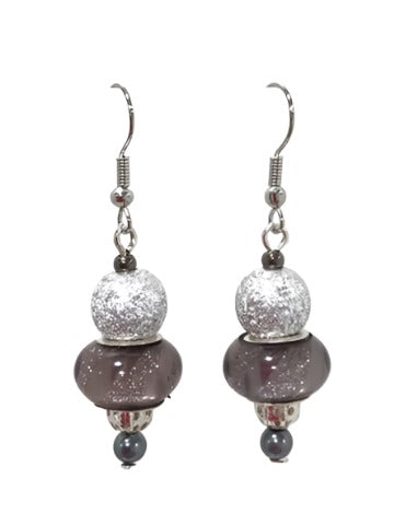 Lampwork Silver Tones Drop Earring