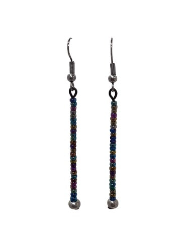 Iridescent Bead 62mm Single Drop Earring