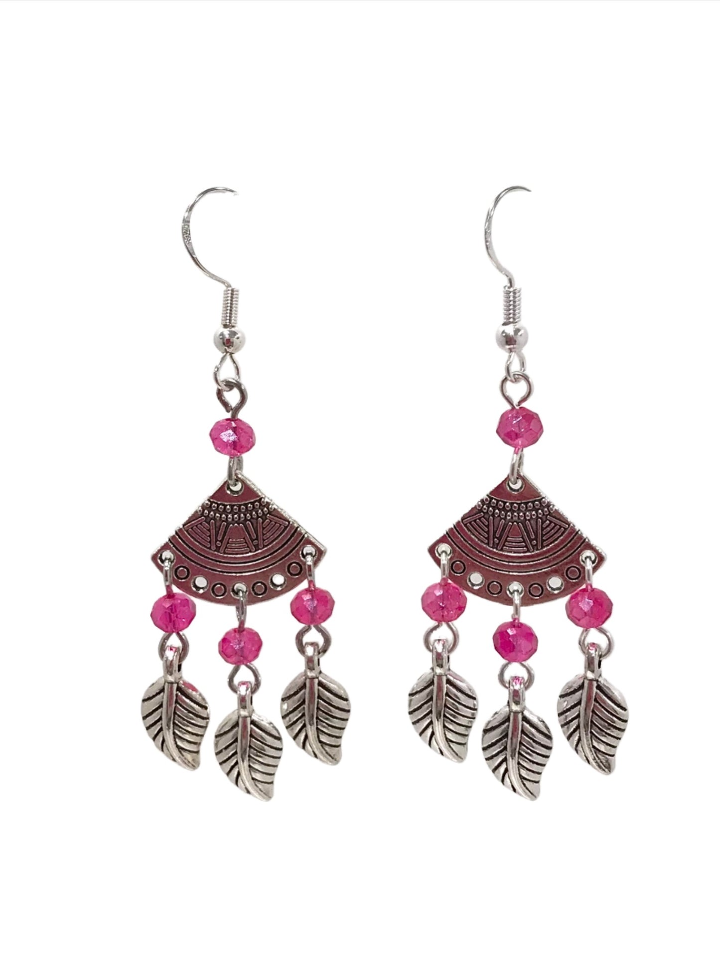 Antique Fan Leaf Bead Drop Earrings