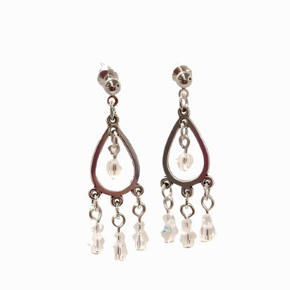 Silver Teardrop Bead Drop Earrings