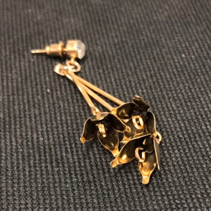 Gold Flower Triple Drop Earrings