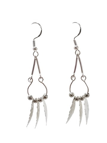 Silver Triple Leaf Pendulum Earrings