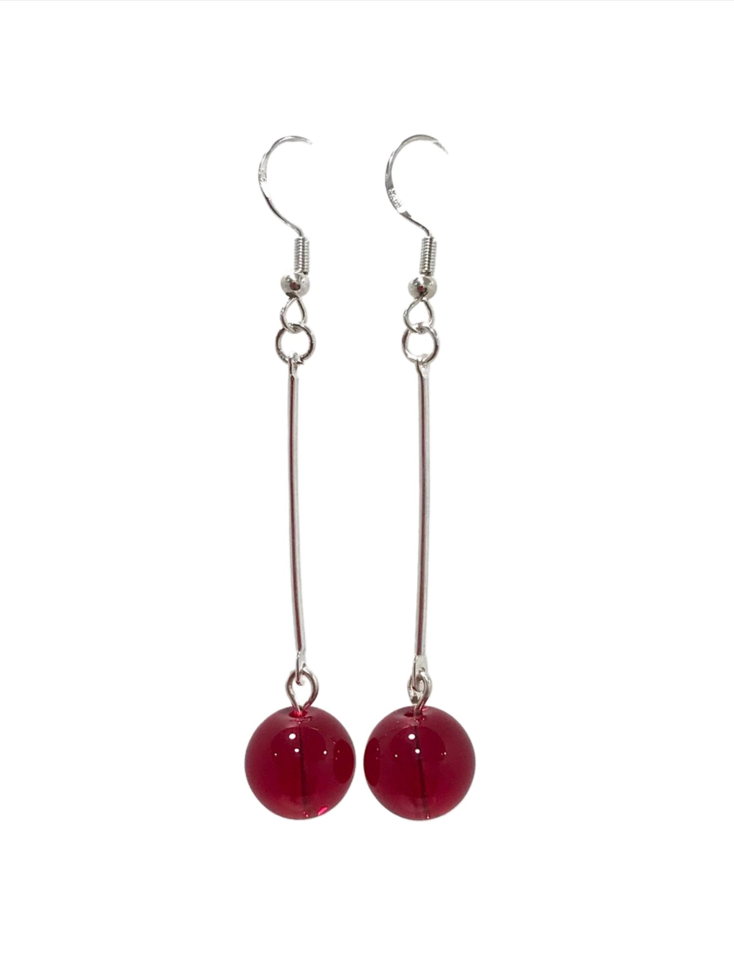 Red Glass Bead Drop Earrings