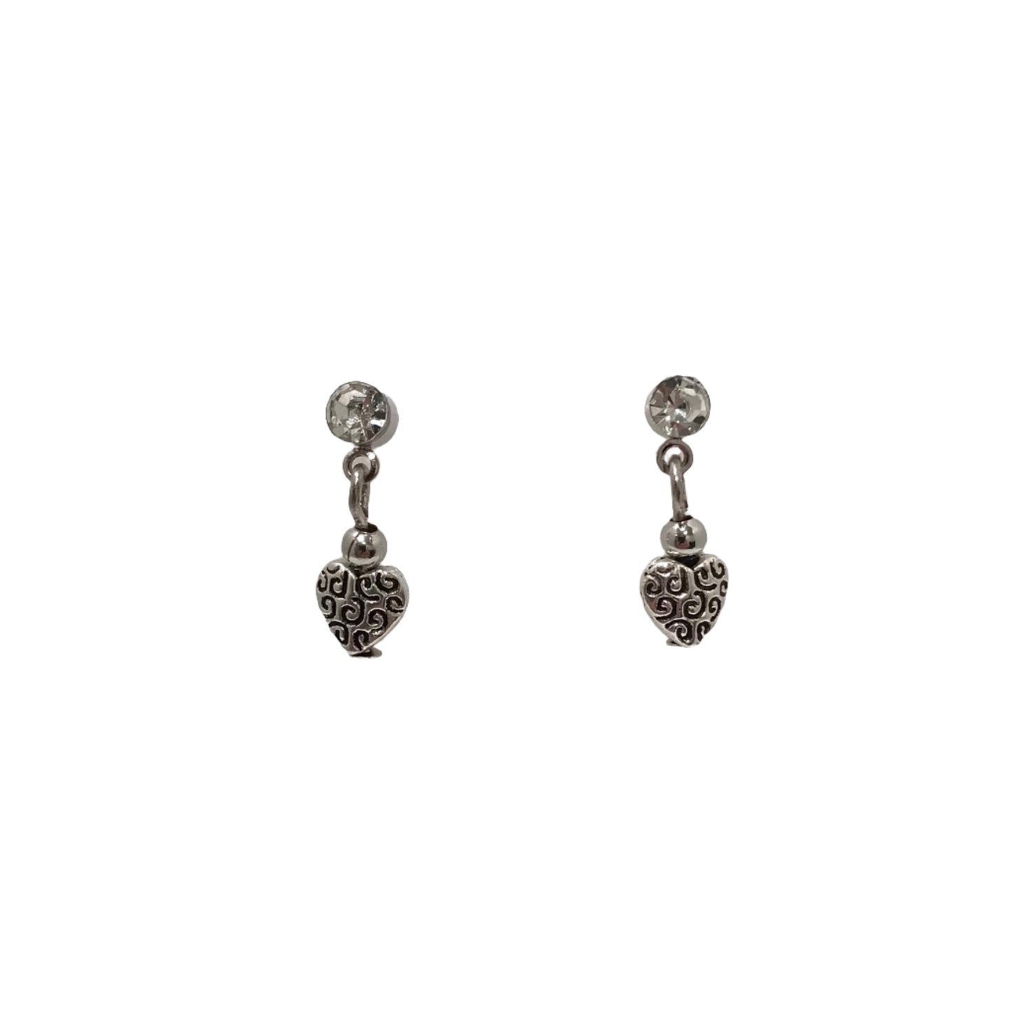 Diamante Heart Swirl Drop Earrings