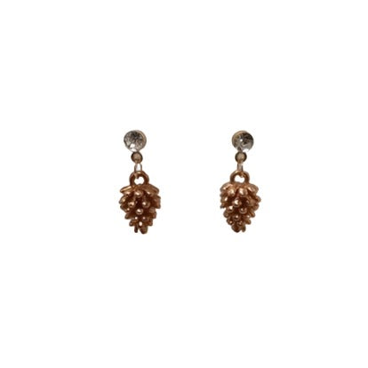 Diamante Stud Pinecone Drop Earrings