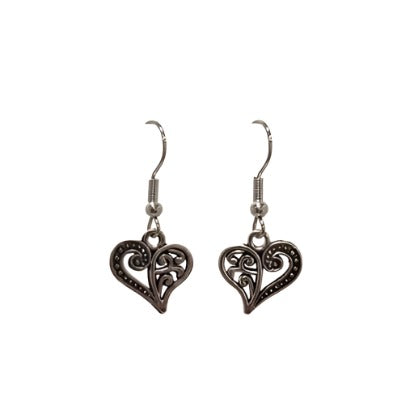 Filagree Heart Charm Earrings
