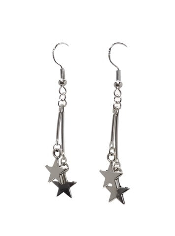 Double Star Charm Drop Earrings