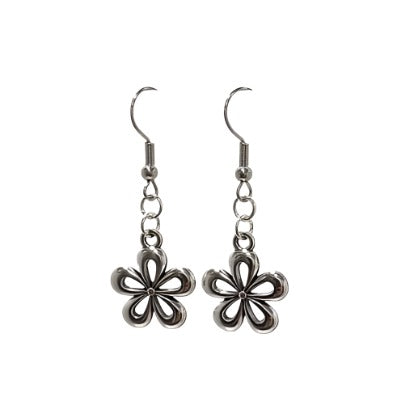 Silver Cut Out Flower Drop Earrings