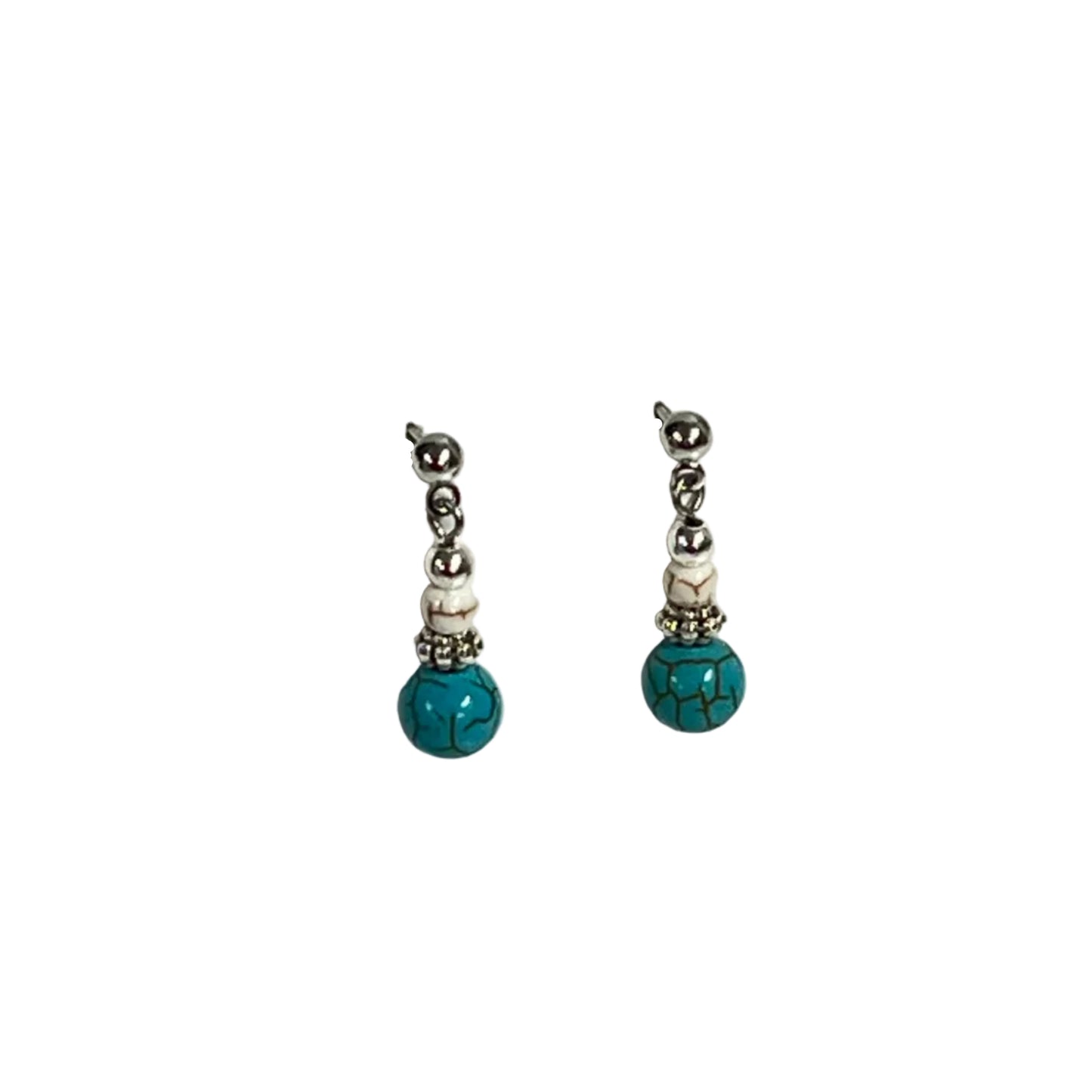 Pair of earrings with turquoise beads