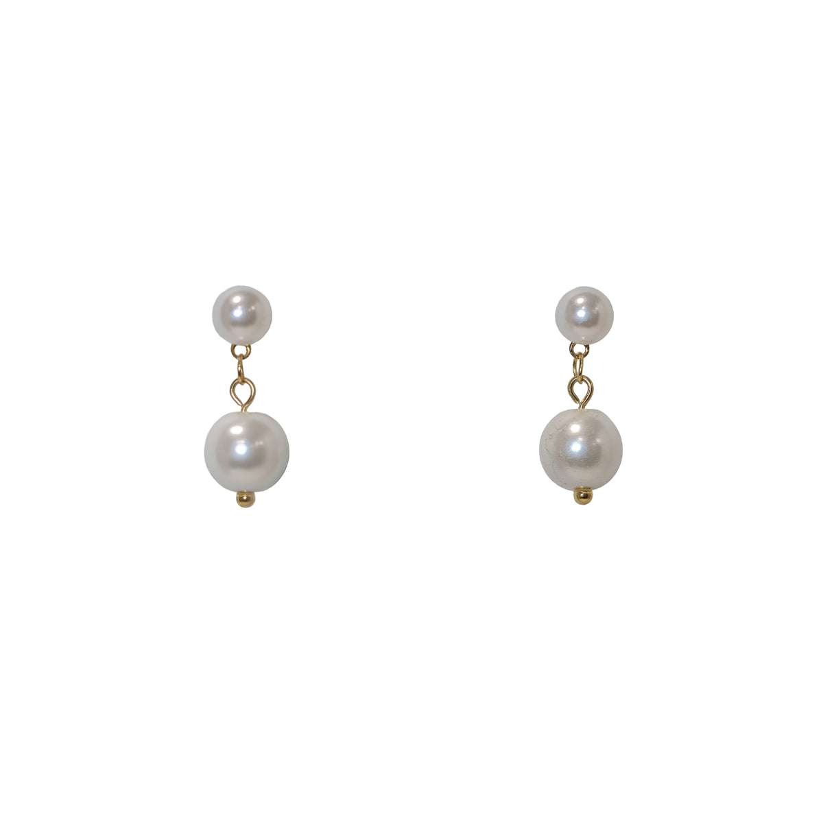 Earrings, Double Pearl Drop