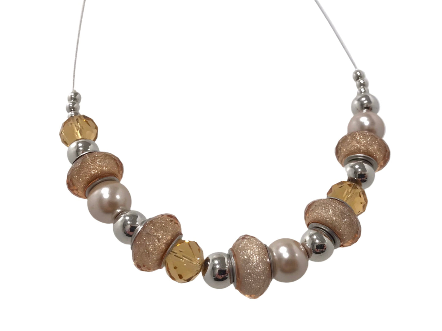 Lampwork Taupe Bead Necklace