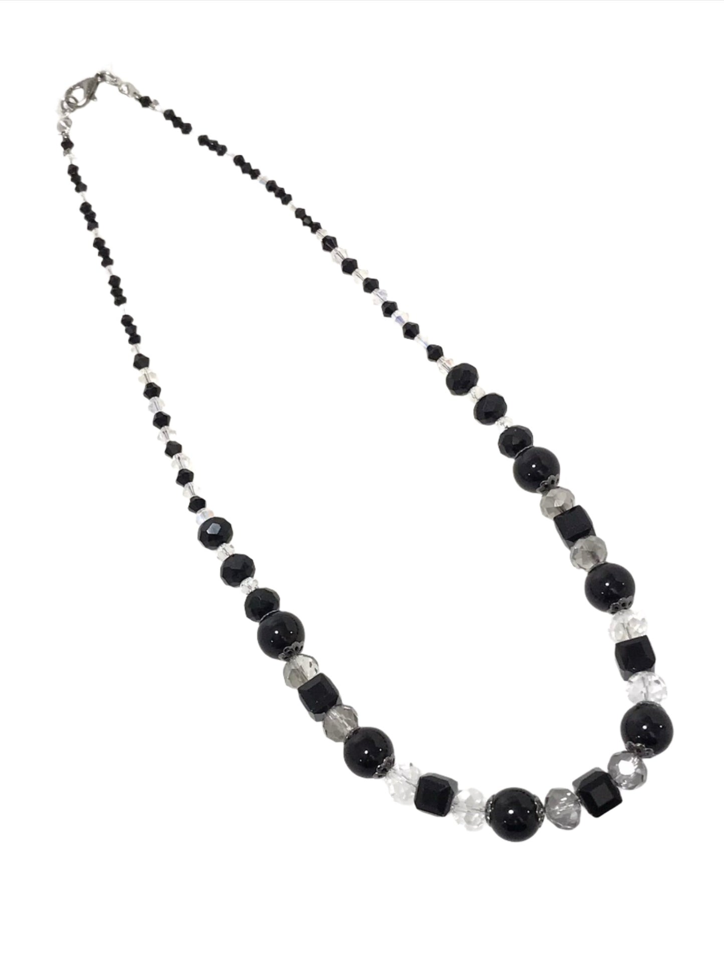 Black and Crystal Clear Bead Necklace