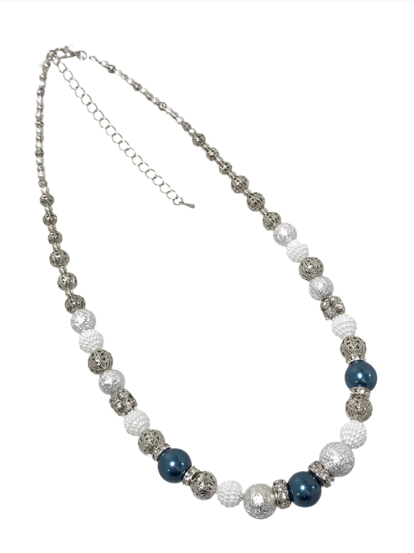 Pearl Diamante Filagree Bead Necklace
