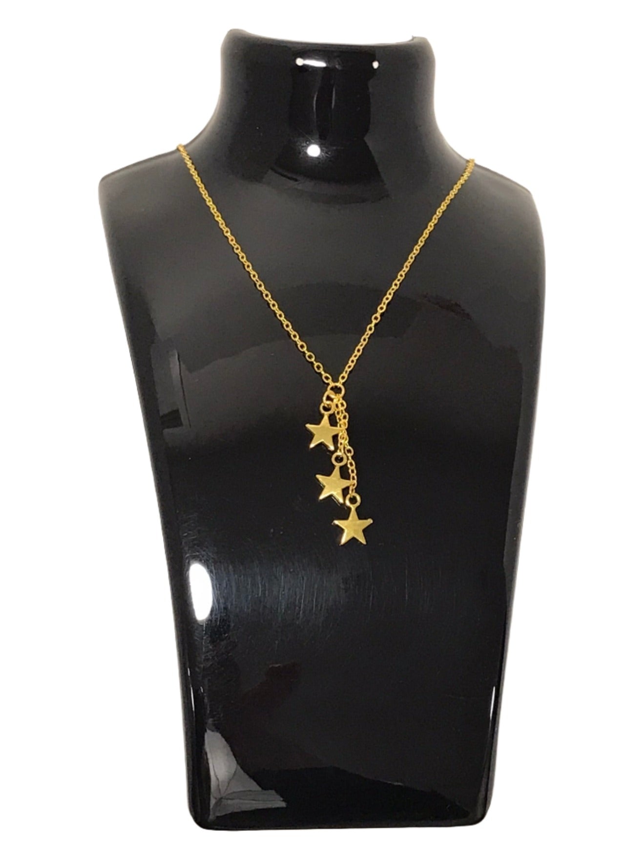 Triple Gold Star Drop Pendant