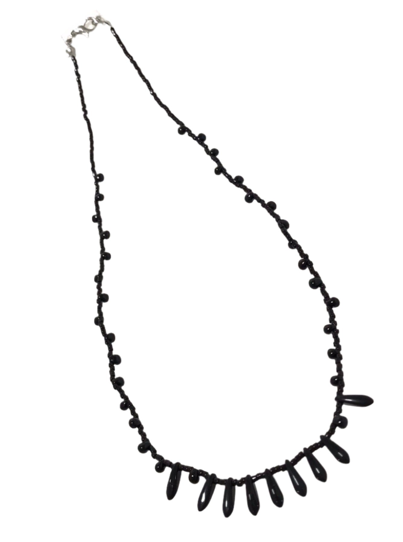 Black Glass Fine Bead Necklace