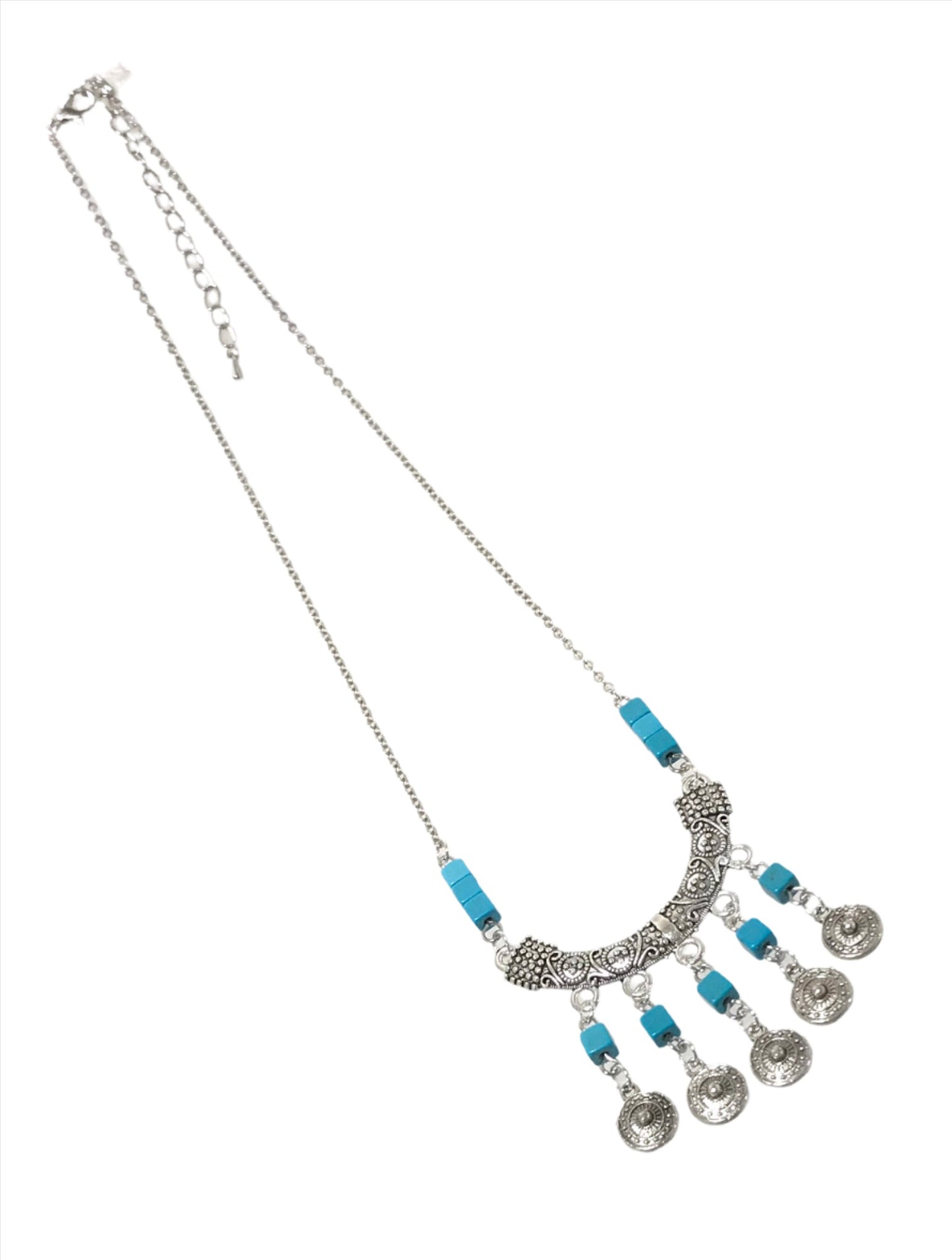 Antique Silver Coin Charm 5 Drop Pendant