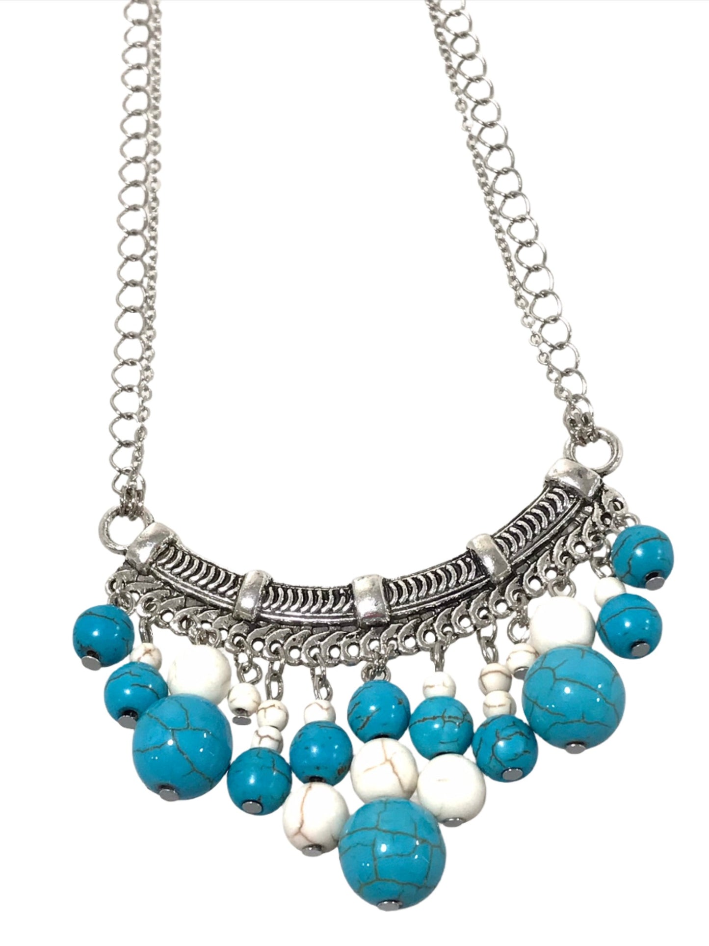 Antique Turquoise Multi Bead Drop Pendant