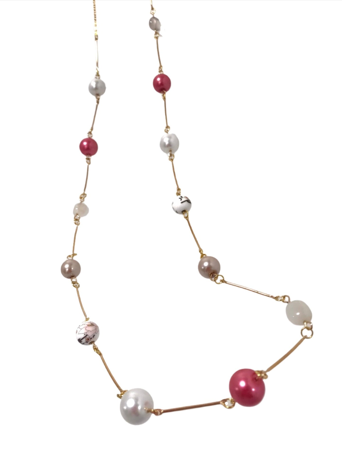 Ceramic Pearl Bead Gold Chain