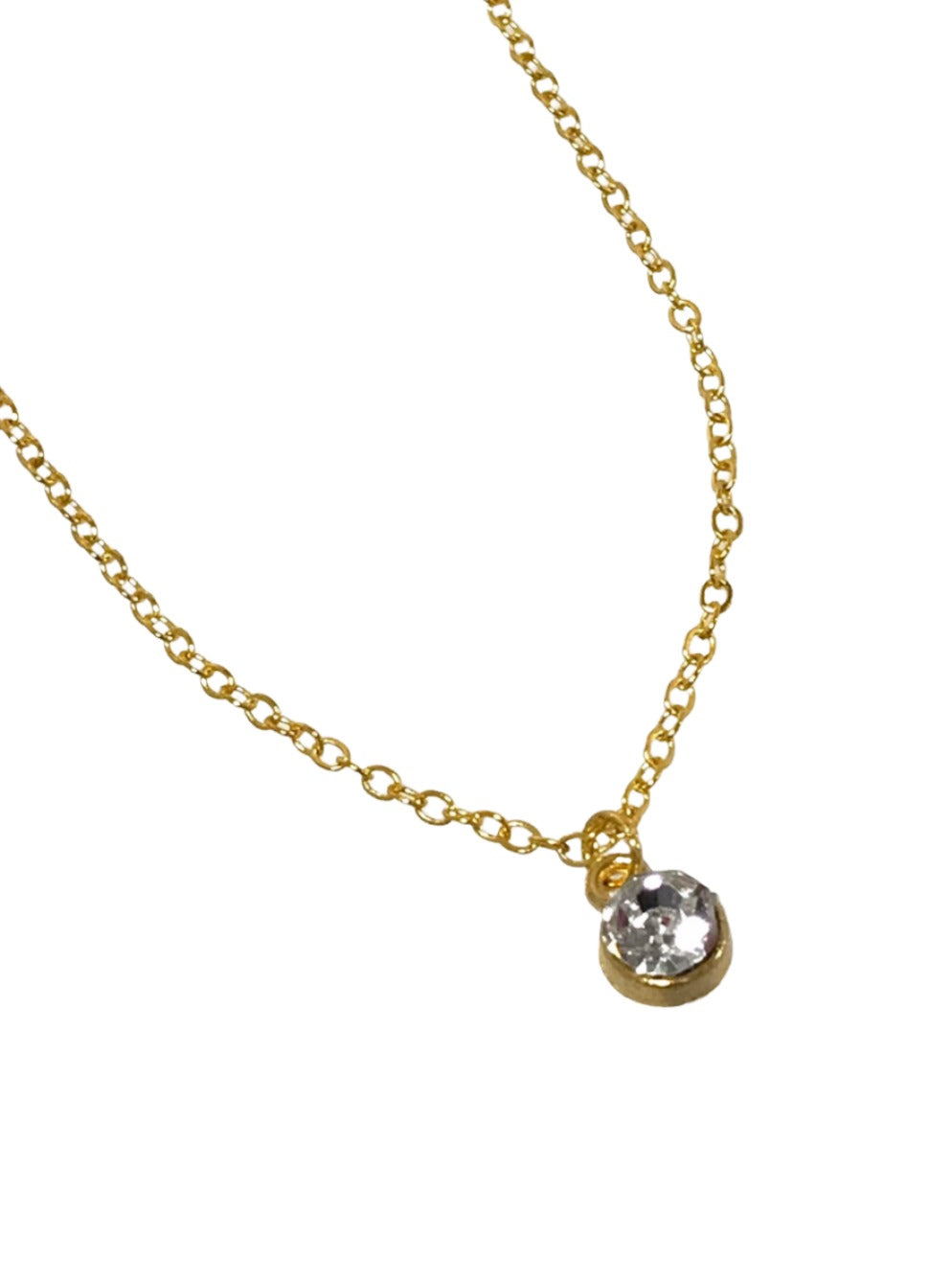 Gold Single Cubic Zirconia Drop Pendant
