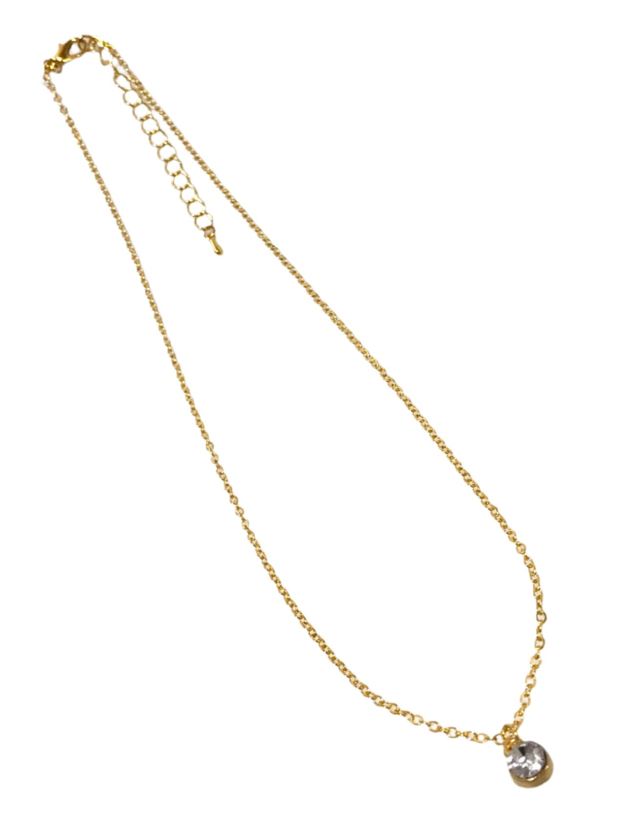 Gold Single Cubic Zirconia Drop Pendant