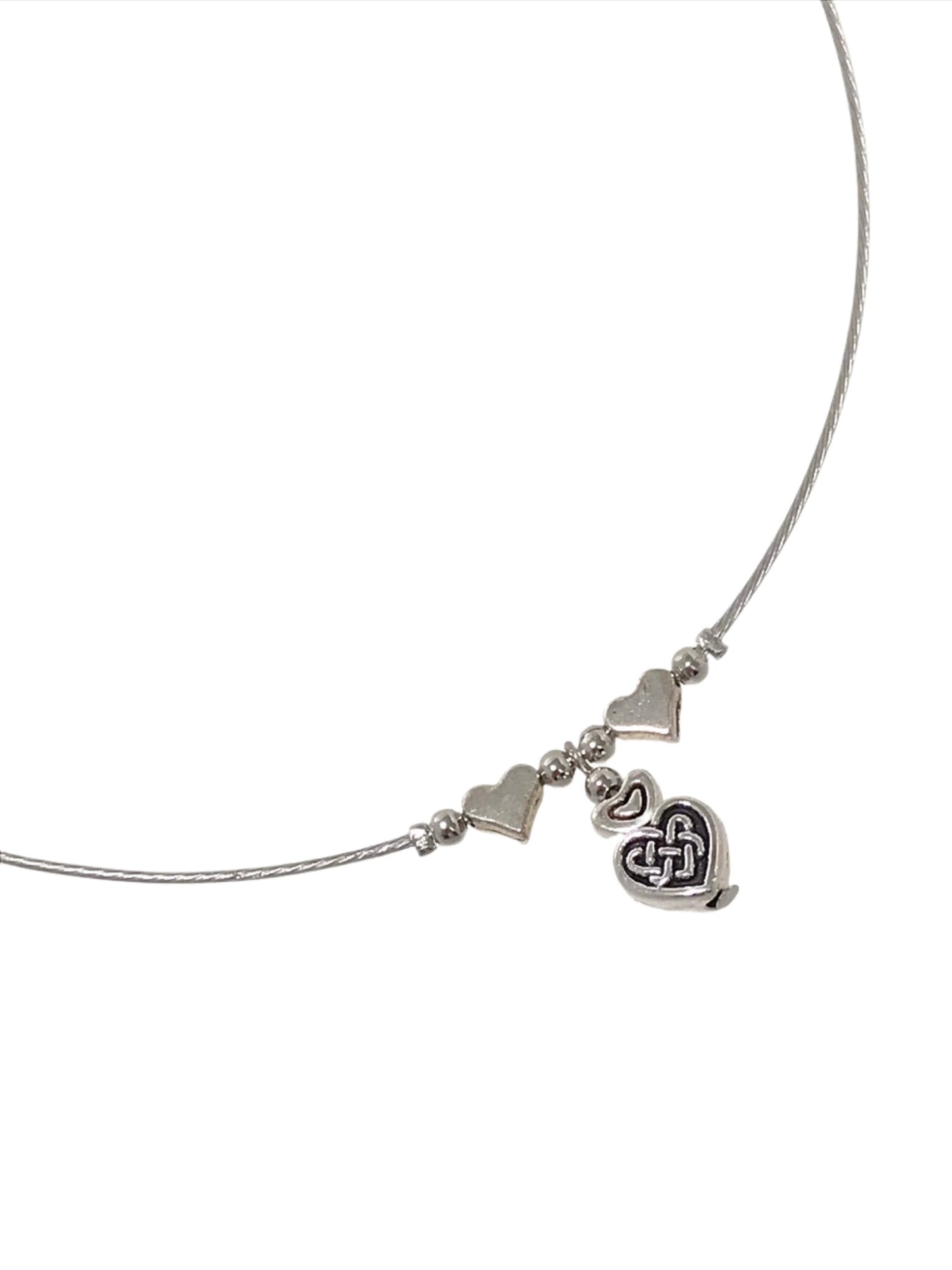 Double Heart Tiger Tail Necklace