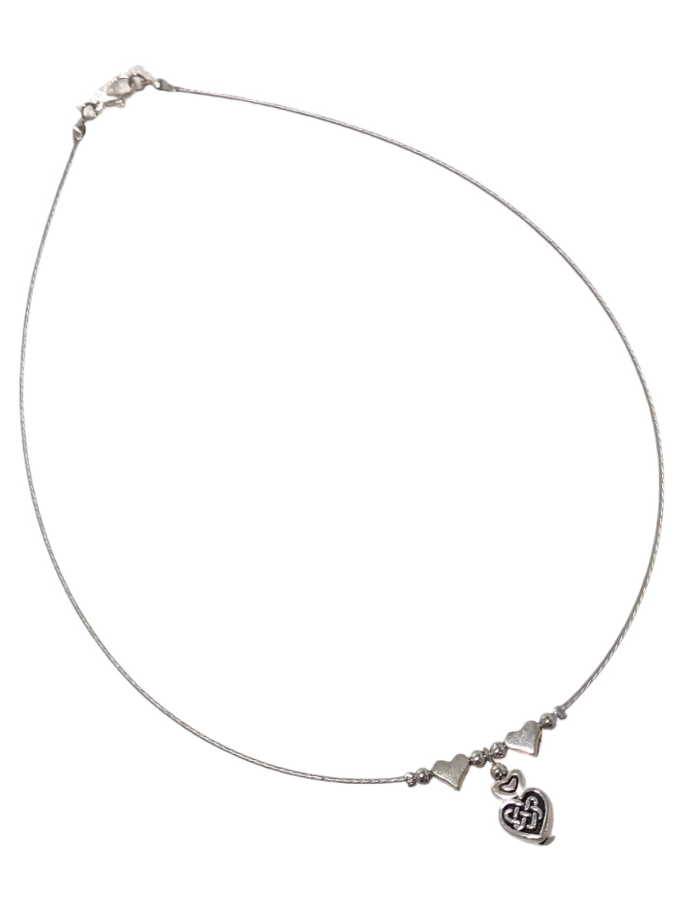 Double Heart Tiger Tail Necklace