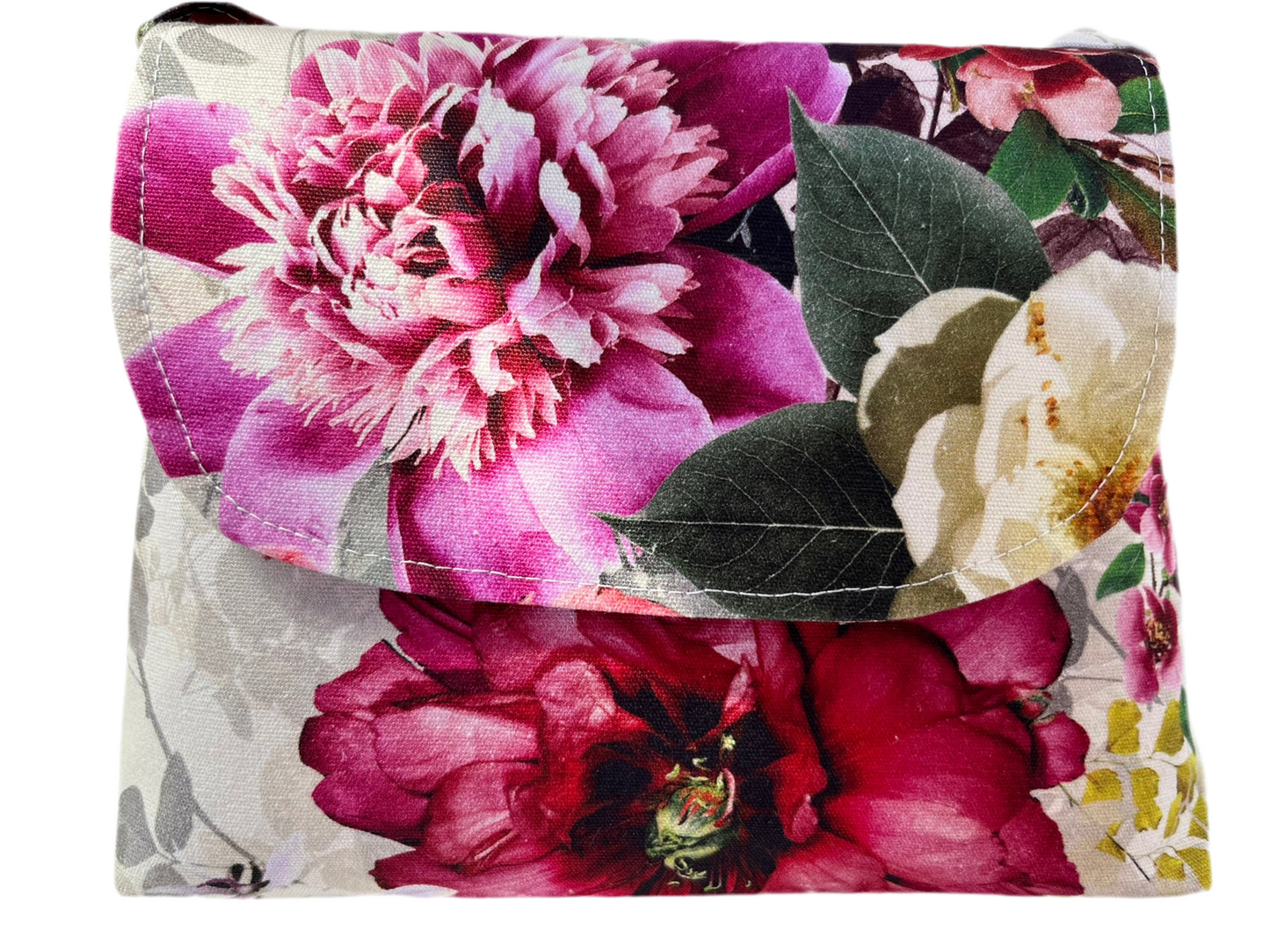 Mini floral handbag in 100% cotton canvas, handmade in New Zealand by LouLou