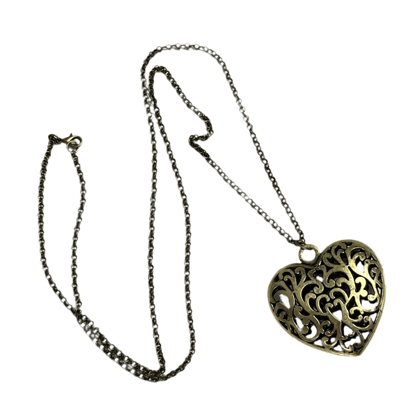Necklace with a heart-shaped pendant on a white background