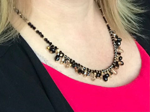 Black and Gold Multi Bead Necklace