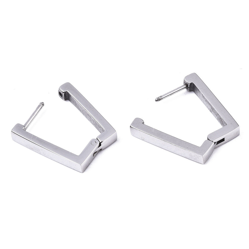 Stainless Steel Rectangle Huggie Hoop Earrings