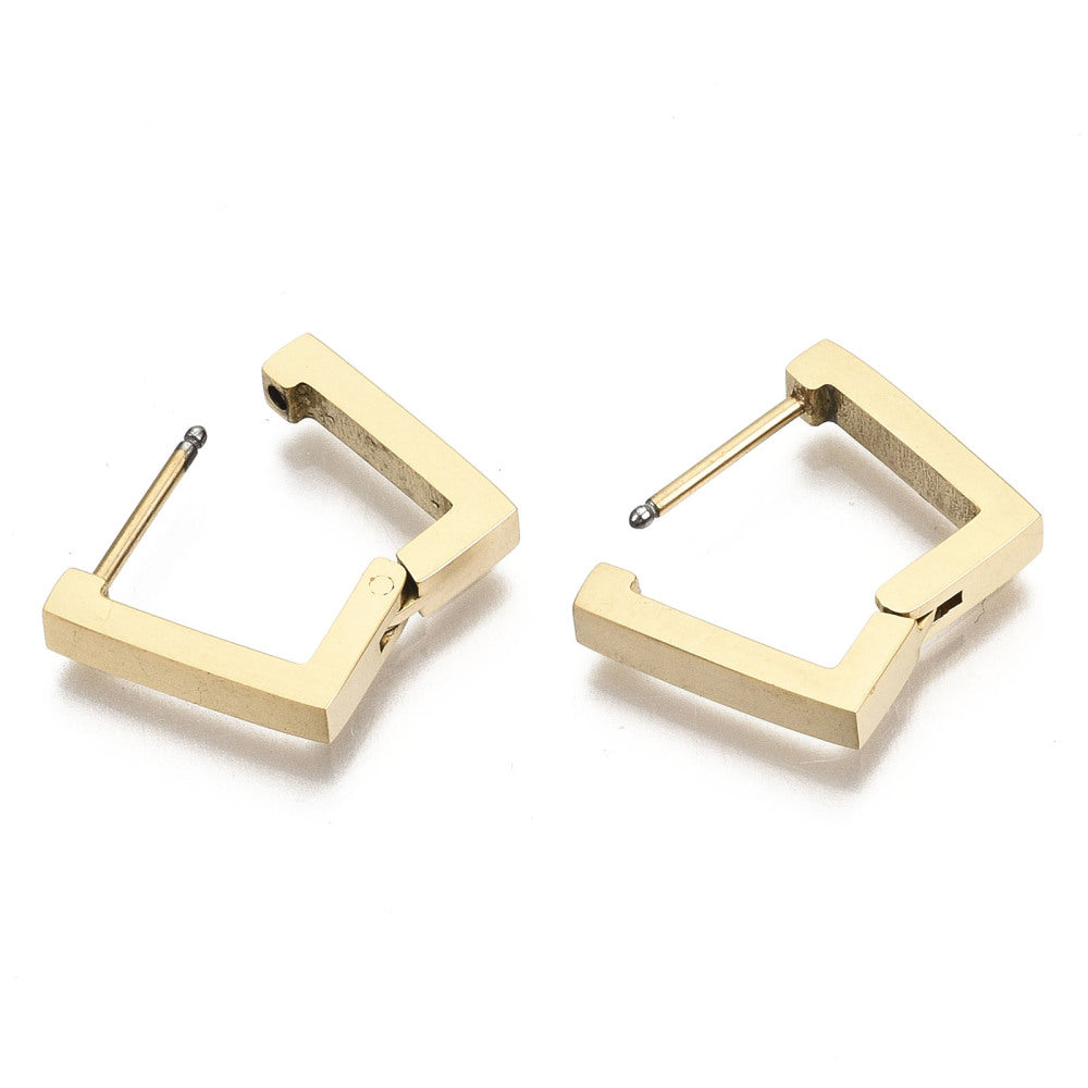 18K Gold Stainless Steel Square Huggie Hoop Earrings