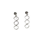 Pair of silver hoop earrings on a white background