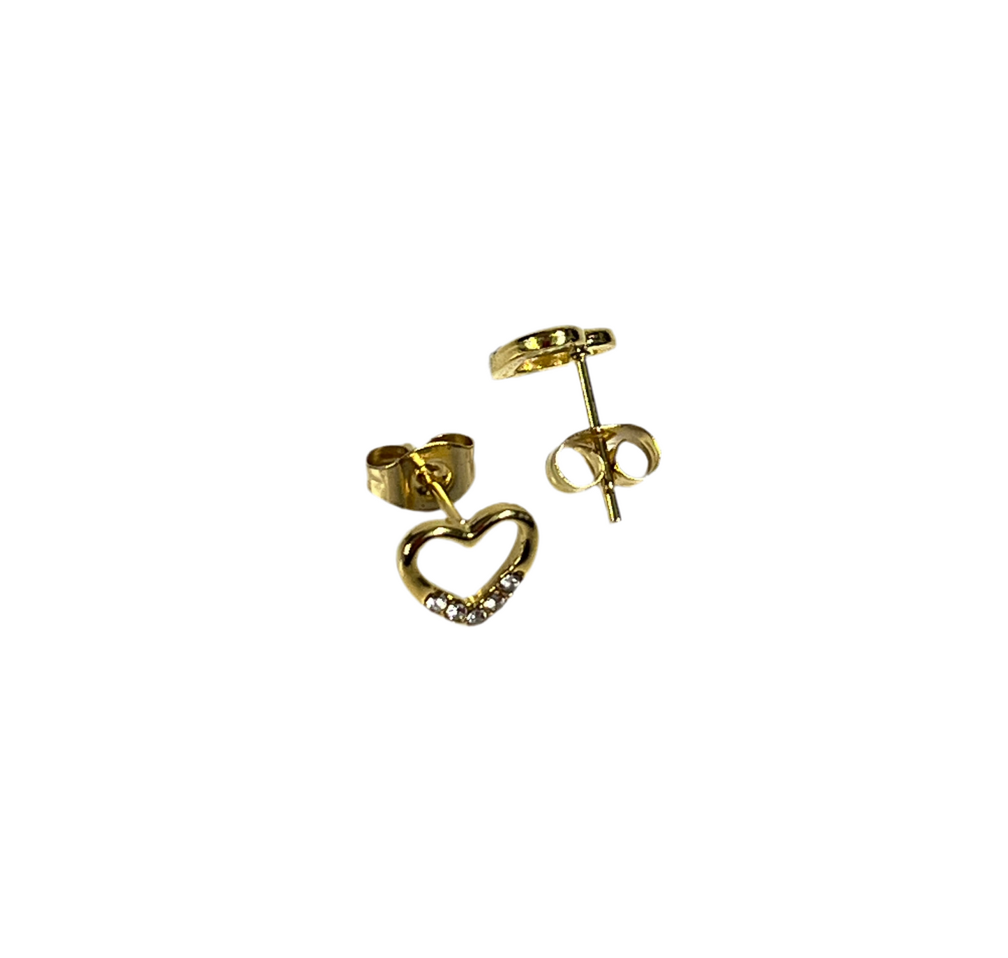 Small Gold Cubic Zirconia Heart Earring