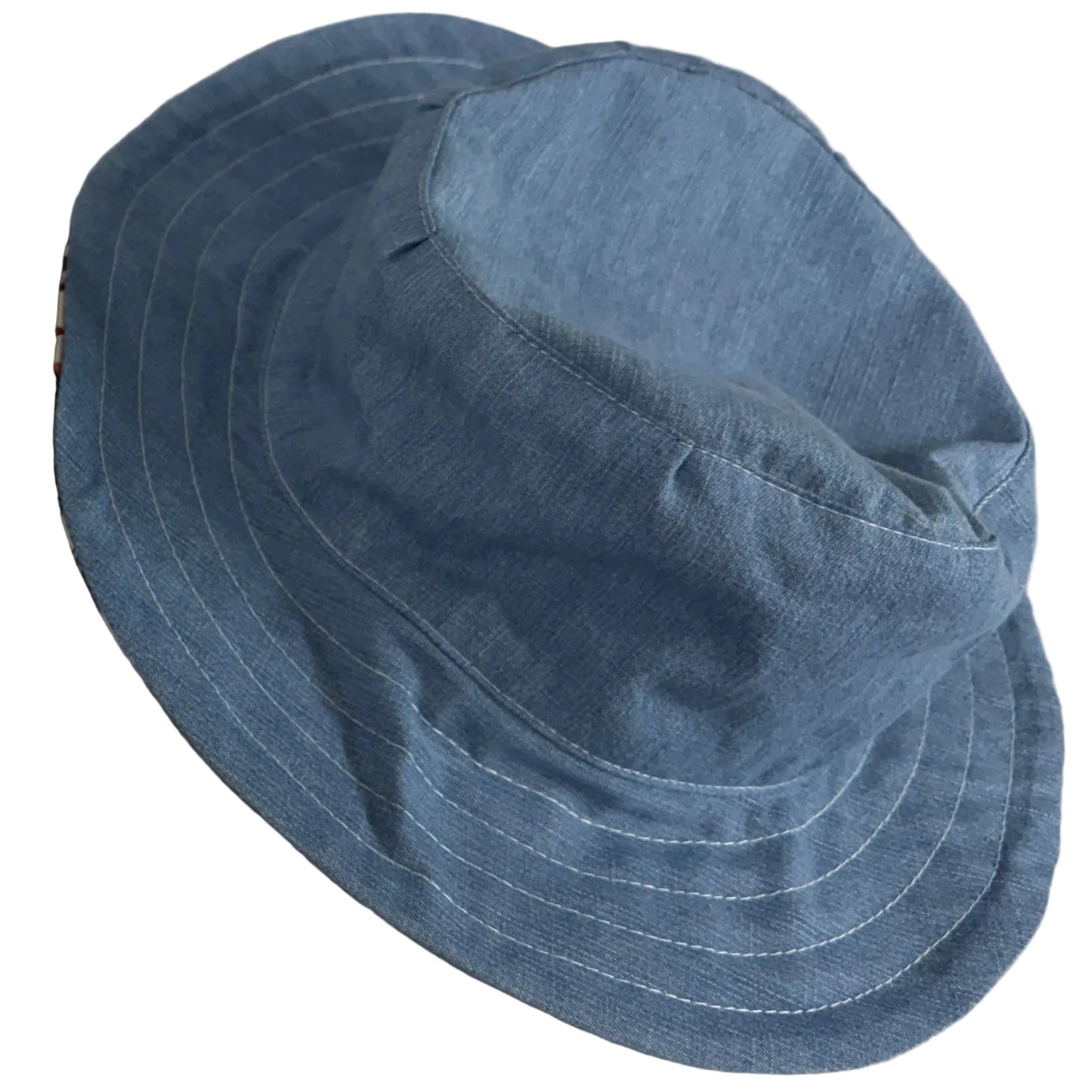 Sunhat childrens denim cotton car print reversible